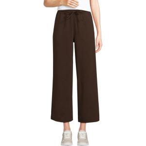 imageLands End Womens Sport Knit Pull On Drawstring Wide Leg Crop PantsRich Coffee