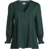 imageLands End Womens 34 Sleeve Lightweight Jersey Button Front TopDeep Forest