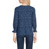 imageLands End Womens 34 Sleeve Lightweight Jersey Button Front TopDeep SeaBlue Ditsy Bloom