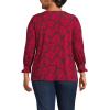 imageLands End Womens 34 Sleeve Lightweight Jersey Button Front TopHeritage Red Painted Flower