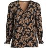 imageLands End Womens 34 Sleeve Lightweight Jersey Button Front TopHoney Beige Painted Flower