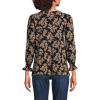 imageLands End Womens 34 Sleeve Lightweight Jersey Button Front TopHoney Beige Painted Flower