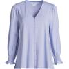 imageLands End Womens 34 Sleeve Lightweight Jersey Button Front TopLight Cornflower