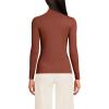 imageLands End Womens Drapey Rib Skimming Long Sleeve Mock Neck ShirtDark Auburn Brown