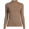 imageLands End Womens Drapey Rib Skimming Long Sleeve Mock Neck ShirtHoney Beige