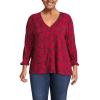 imageLands End Womens 34 Sleeve Lightweight Jersey Button Front TopHeritage Red Painted Flower