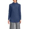 imageLands End Womens Cable Ottoman Relaxed Long Sleeve Funnel Neck TunicDeep Sea Navy Heather