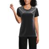 imageLands End Womens Short Sleeve Velvet Crew Neck TopBlack