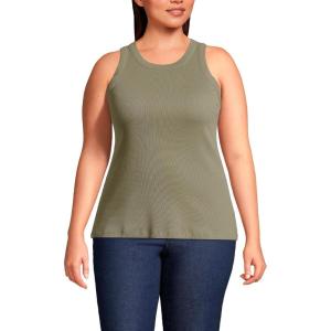 imageLands End Womens 2x2 Rib Crew Neck Tank TopSunwashed Olive