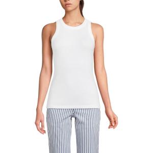 imageLands End Womens 2x2 Rib Crew Neck Tank TopWhite