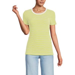 imageLands End Womens Cotton Rib TShirtBright Lime Mini Stripe