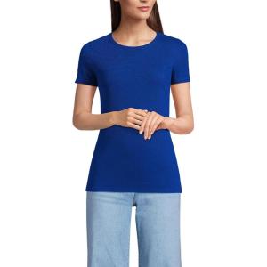 imageLands End Womens Cotton Rib TShirtTrue Cobalt Blue