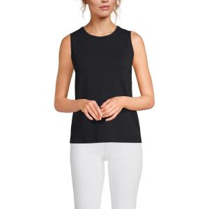 imageLands End Womens Crew Neck Jersey Shell TankBlack