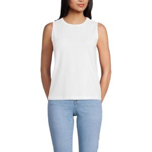 imageLands End Womens Crew Neck Jersey Shell TankWhite