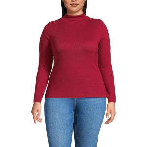 imageLands End Womens Drapey Rib Skimming Long Sleeve Mock Neck ShirtOxblood Red