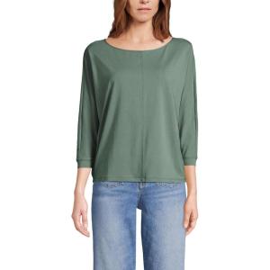 imageLands End Womens Lightweight Jersey Boatneck Dolman Sleeve TopLily Pad Green