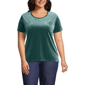 imageLands End Womens Short Sleeve Velvet Crew Neck TopDeep Balsam