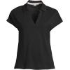 imageLands End Womens Linen Blend Johnny Collar PoloBlack