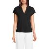 imageLands End Womens Linen Blend Johnny Collar PoloBlack