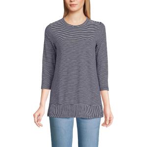 imageLands End Womens 34 Sleeve Slub Jersey Swing TunicDeep Sea Navy Stripe