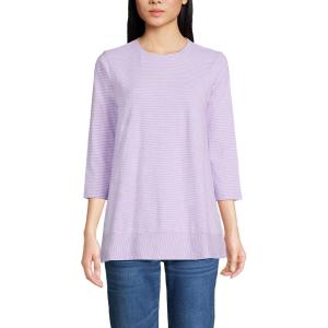 imageLands End Womens 34 Sleeve Slub Jersey Swing TunicLavender Cloud Stripe