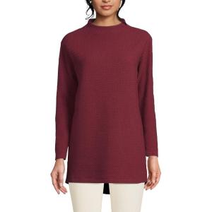 imageLands End Womens Long Sleeve Textured Pique Funnel Neck TunicRich Burgundy