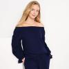 imageLands End Womens 34 Sleeve Gauze On or Off The Shoulder BlouseDeep Sea Navy