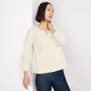 imageLands End Womens 34 Sleeve Slub Notch Neck TopFresh Ivory