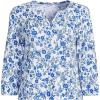 imageLands End Womens 34 Sleeve Slub Notch Neck TopRoyal Cobalt Ornate Floral