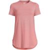 imageLands End Womens Moisture Wicking UPF Sun Short Sleeve Curved Hem Tunic TopPrintDark Rose Pinstripe