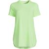 imageLands End Womens Moisture Wicking UPF Sun Short Sleeve Curved Hem Tunic TopPrintLime Jade Pinstripe