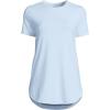 imageLands End Womens Moisture Wicking UPF Sun Short Sleeve Curved Hem Tunic TopPrintSoft Blue Haze Pinstripe