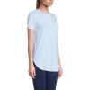 imageLands End Womens Moisture Wicking UPF Sun Short Sleeve Curved Hem Tunic TopPrintSoft Blue Haze Pinstripe