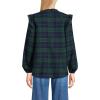 imageLands End Womens Ruffle Front Flannel Popover BlouseDeep Forest Blackwatch Plaid