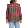 imageLands End Womens Ruffle Front Flannel Popover BlouseRedNautical Blue Plaid