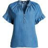 imageLands End Womens Tencel Fibers Short Sleeve Ruffle BlouseSoft Indigo