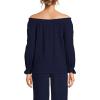 imageLands End Womens 34 Sleeve Gauze On or Off The Shoulder BlouseDeep Sea Navy