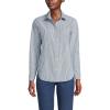 imageLands End Womens Cooling Button Front ShirtDeep Sea Navy Fine Stripe