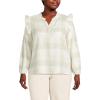 imageLands End Womens Ruffle Front Flannel Popover BlouseIvoryPortobello Check