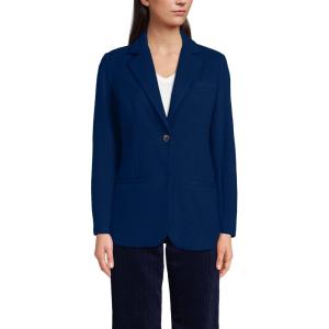 imageLands End Womens Brushed Ponte Traditional BlazerDeep Sea Navy