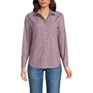 imageLands End Womens Cooling Button Front ShirtRich BurgundyNavy Stripe