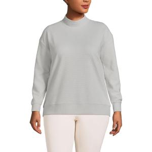 imageLands End Womens Long Sleeve Ottoman Mock PulloverPale Gray