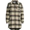 imageLands End Womens Menswear Shirt JacketBlackKhaki Plaid