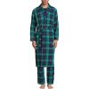 imageLands End Mens Flannel Sleepwear RobeGreenNavyHeritage Red Plaid