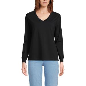 imageLands End Womens Long Sleeve Super T VneckBlack