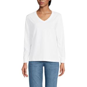 imageLands End Womens Long Sleeve Super T VneckWhite