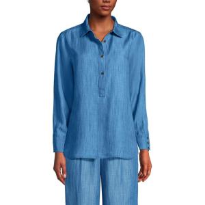 imageLands End Womens Tencel Fibers Twill Popover ShirtSoft Indigo