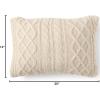 imageLands End Cable Knit Dec Pillow Pale Flax 14quot x 20quot