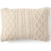 imageLands End Cable Knit Dec Pillow Pale Flax 14quot x 20quot