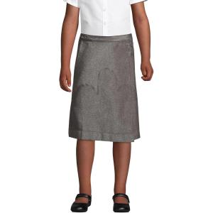 imageLands End Girls Slim Solid Aline Skirt Below The KneeGray